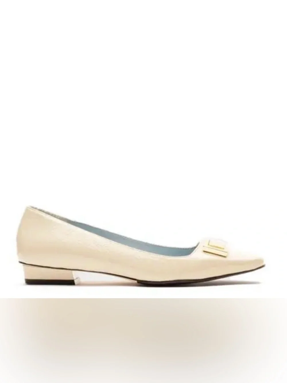 NWOB Frances Valentine Patent Cream Flats with Gold Plaque - Picture 4 of 16